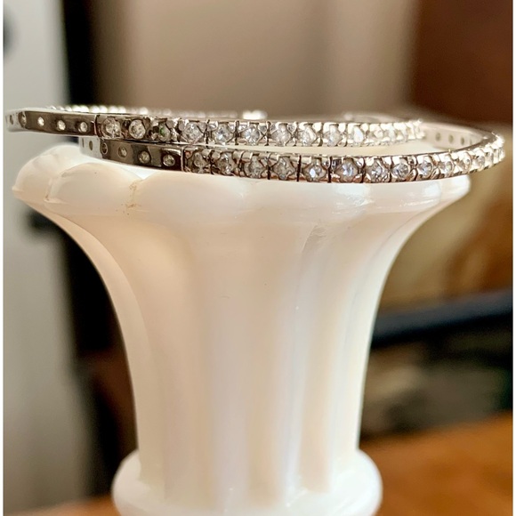 Beautiful Sterling Silver CZ Hoop Earrings - Picture 2 of 8